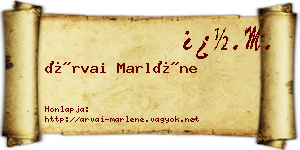 Árvai Marléne névjegykártya